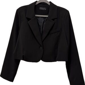 Women's Black Cropped Blazer Jacket Size M